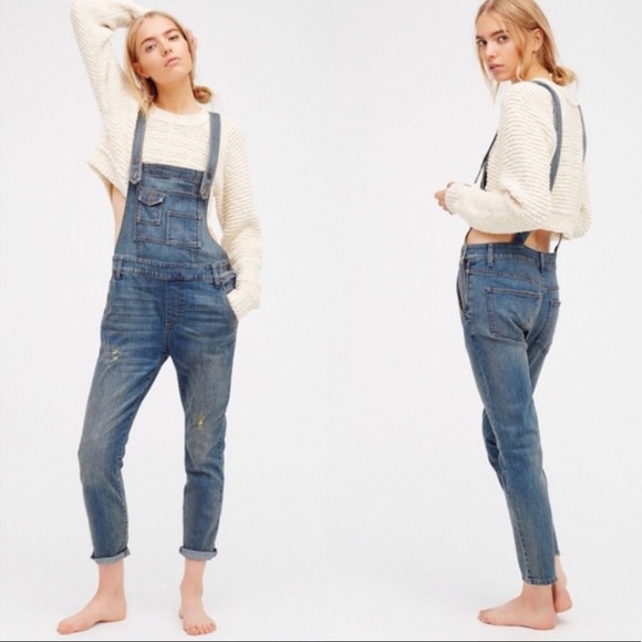 Free People Denim - Free People Washed denim Overalls in Milo wash